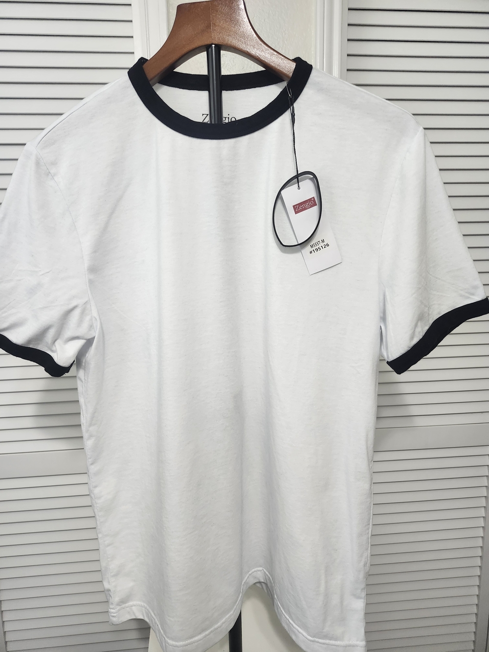 Men's White Ringer Tee with Black Trim - Classic Short Sleeve